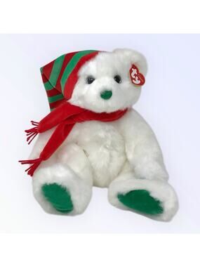 Ty Merry the Christmas Holiday Plush Polar Bear 13" Classic Beanie Baby 2004